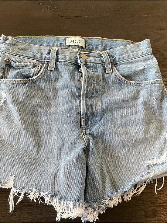 Agolde Pants - AGOLDE Parker Long Short Light Wash Distressed Denim Cutoff Shorts - size 26